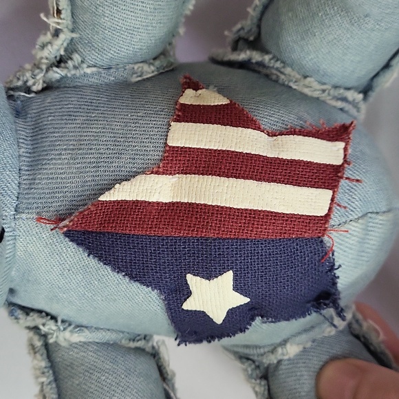 Denim Jean USA Star Teddy Bear Dan Dee Vintage 1990s July 4 Plush - Picture 7 of 11